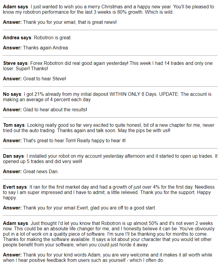 Forex Robotron customer reviews