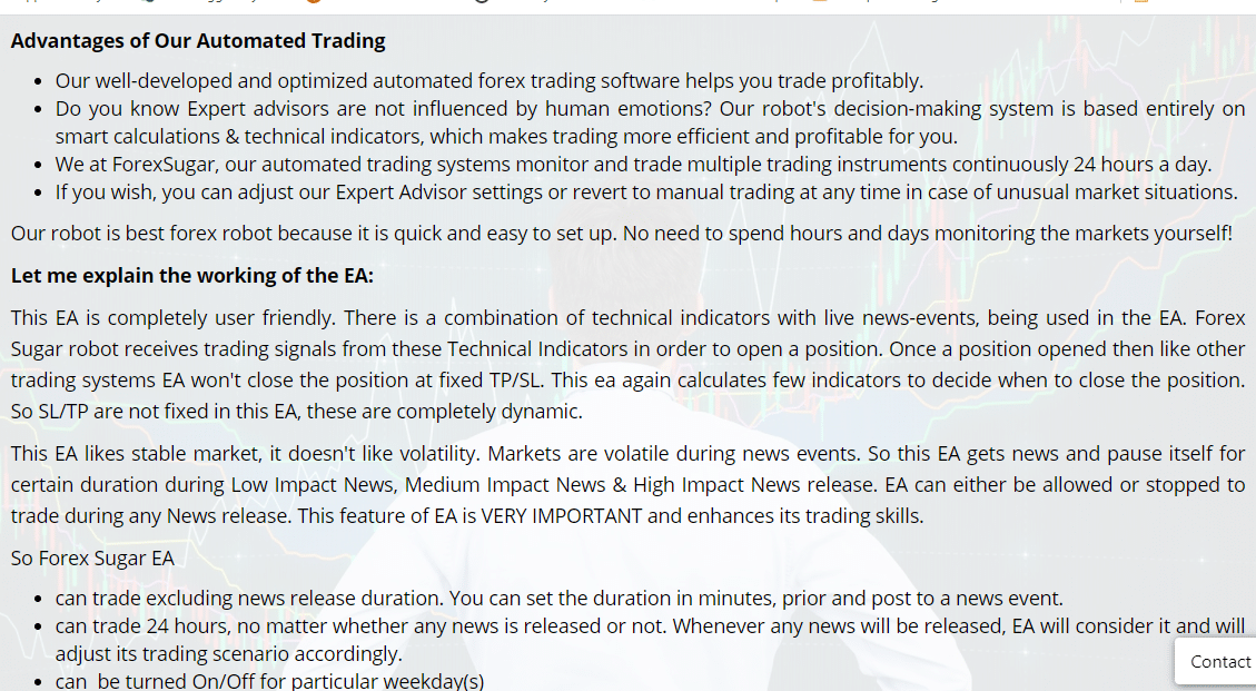 Features of Forex Sugar