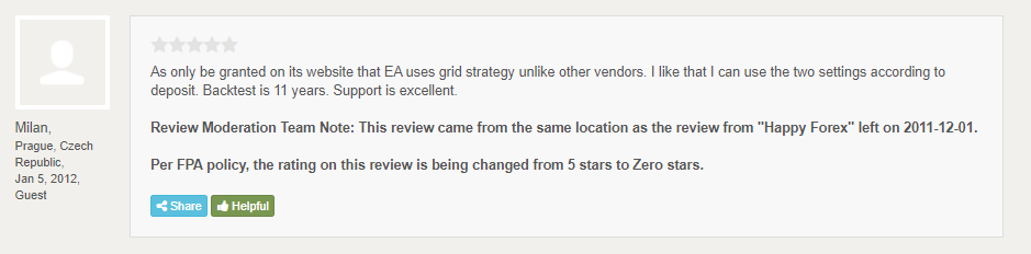 Customer review on FPA