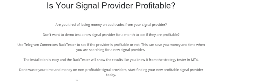Backtesting feature of Telegram Connector