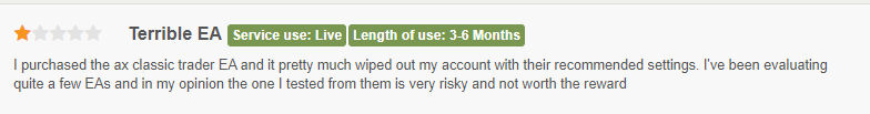 User complaining of the risky EA