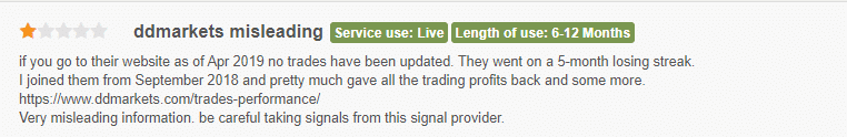 User complaining of big losses with DDMarkets