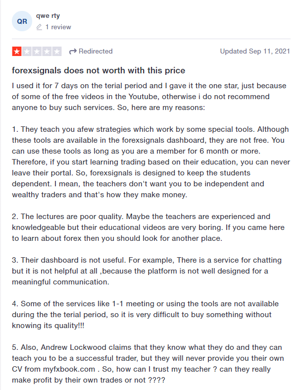 Negative testimonial