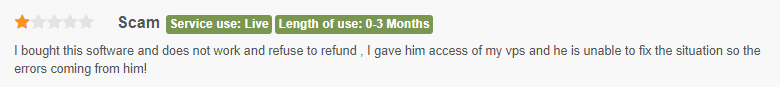 User claiming the service is a scam