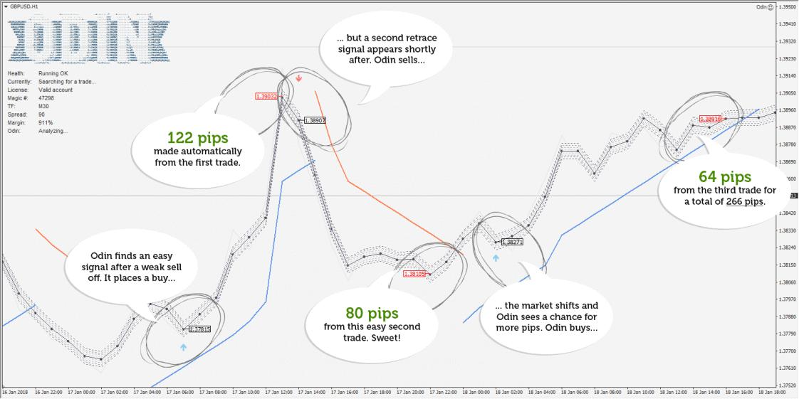 Trading results of the robot