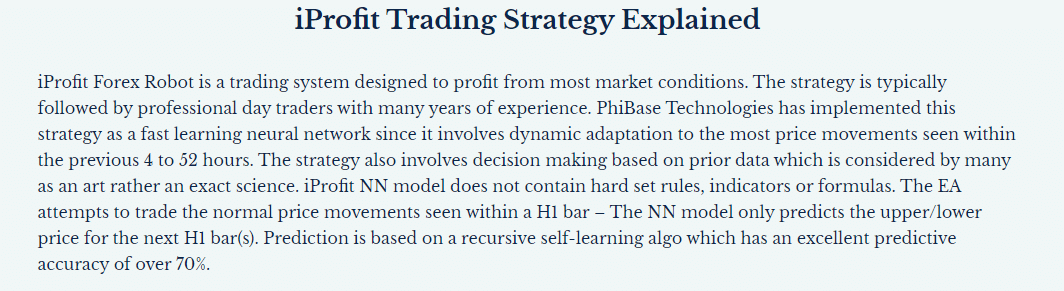 Trading strategy of iProfit EA