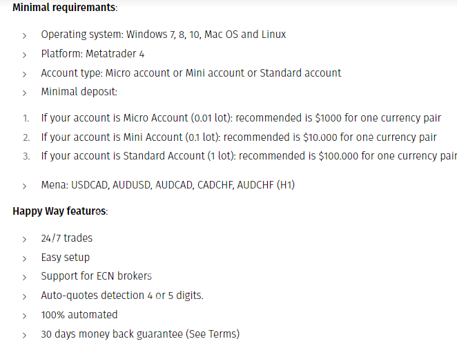 Features and recommendations for Happy Way