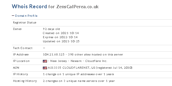 Whois record for Zenscalperea.co.uk