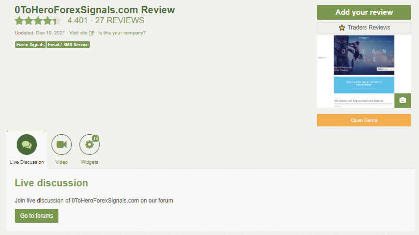 ZA page of Zero to Hero FX Signals on Forex Peace Army