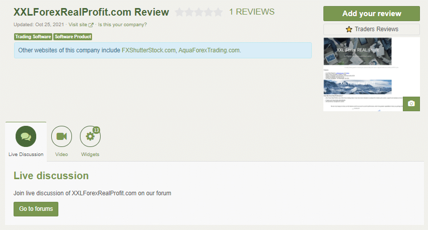 A page of XXL Forex Real Profit on Forex Peace Army