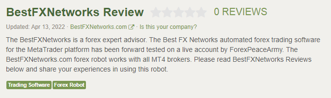 The EA’s page on Forex Peace Army