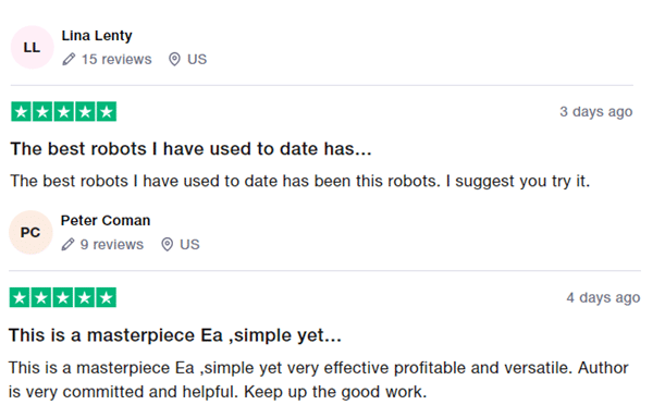 Positive user feedback on Trustpilot.