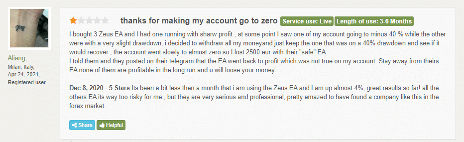 Customer review on Forex Peace Army