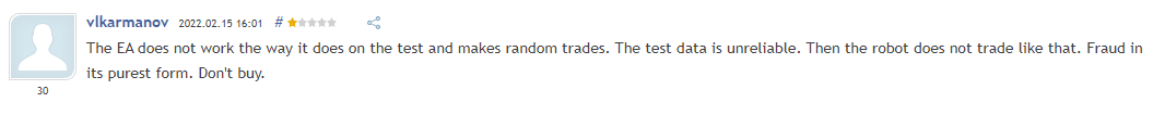 Customer review on the MQL5 website