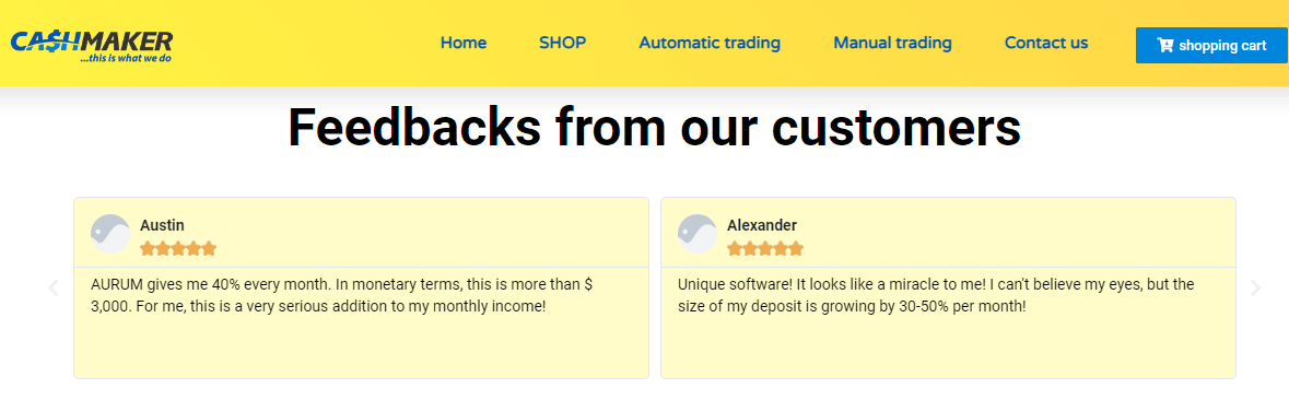 Client reviews on the Aurum website.