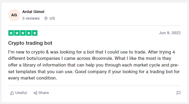 Customer review on Trustpilot.