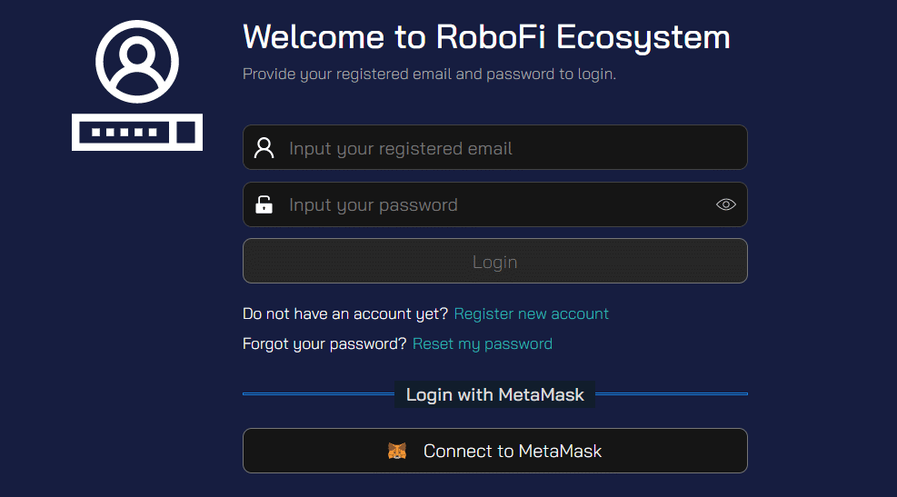 RoboFi registration first step