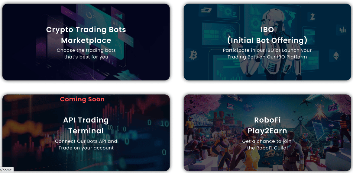 The main products on the RoboFi website